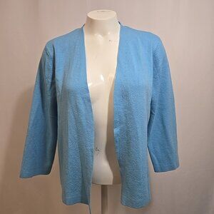 J. Jill Open Front Cardigan Women Size Small Sky Blue Organic 100% Cotton